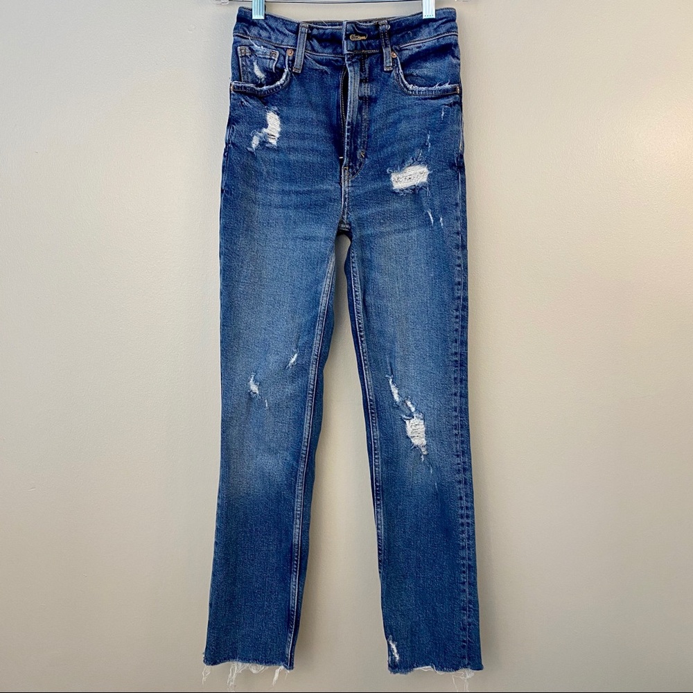 Free People High Waisted Distressed Skinny Jeans